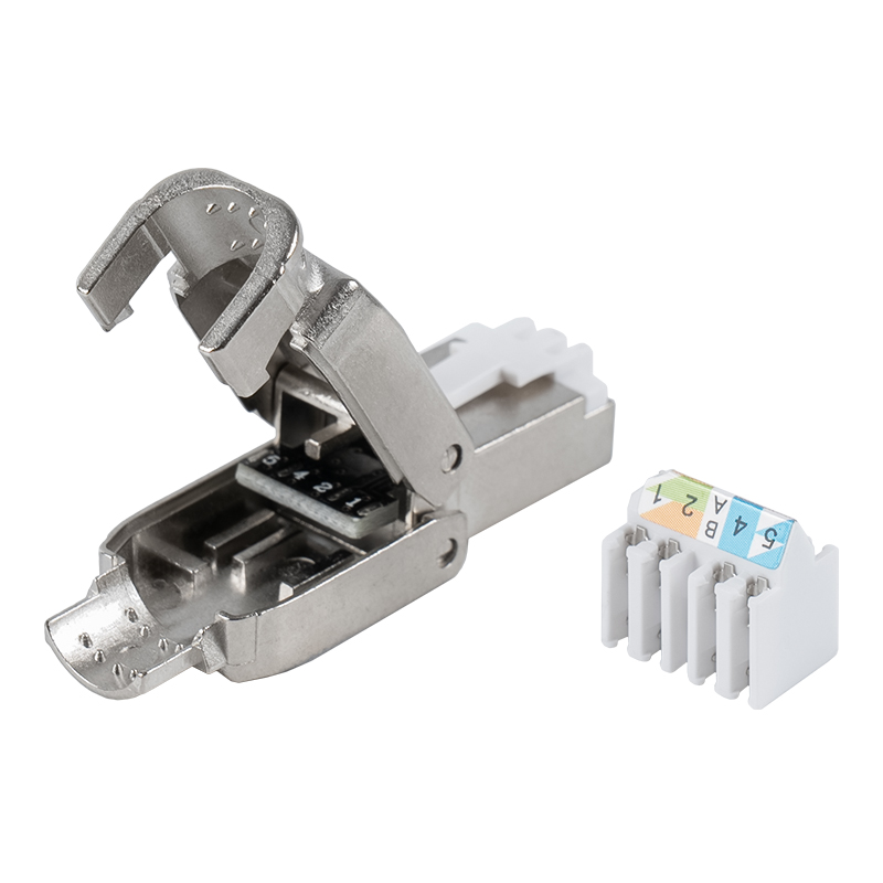 Cat6A محمي الضغط لأسفل موصل RJ45 بدون أدوات RJ-602S-1-C6A Cat6A محمي الضغط لأسفل موصل RJ45 بدون أدوات RJ-602S-1-C6A