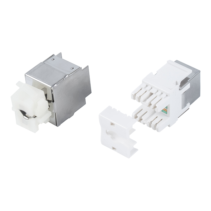 Cat6A مقبس كيستون محمي بزاوية 180 درجة (مع غلاف معدني) SM-2064SD8C6A