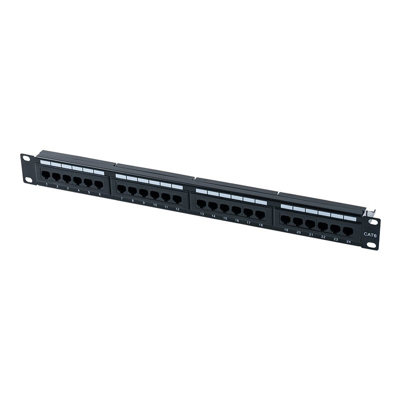 لوحة التصحيح Cat6e مقاس 19 بوصة 1U غير المحمية ذات 24 منفذًا (IDC ثنائية الغرض) SP-3310D24-C6A