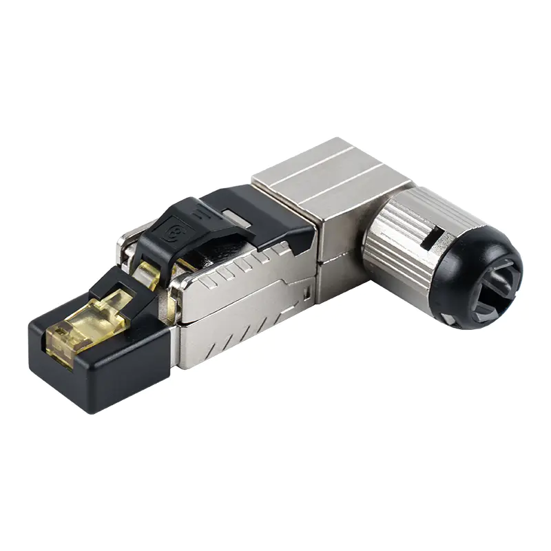 موصل RJ45 بدون أدوات Cat7 (زاوية 90 درجة عند النهاية) RJ-G90S-1-C7