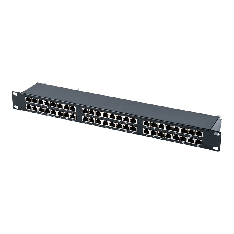 لوحة توصيل Cat6e مقاس 19 بوصة 1U محمية بـ 48 منفذًا SP-3262SK48-C6A